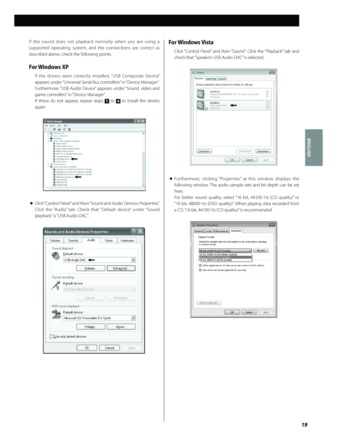 Esoteric SA-50 owner manual For Windows XP, For Windows Vista 