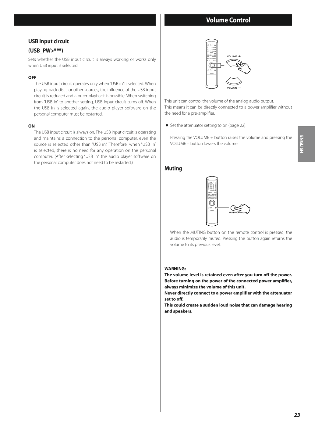 Esoteric SA-50 owner manual Volume Control, Muting, USB input circuit Usbpw 