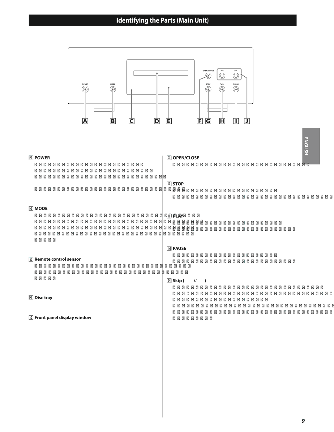 Esoteric SA-50 owner manual Identifying the Parts Main Unit 