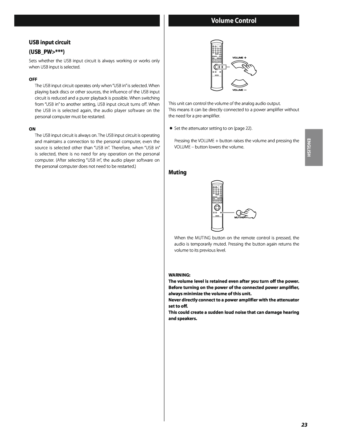 Esoteric SA-50 owner manual Volume Control, Muting, USB input circuit USB PW 