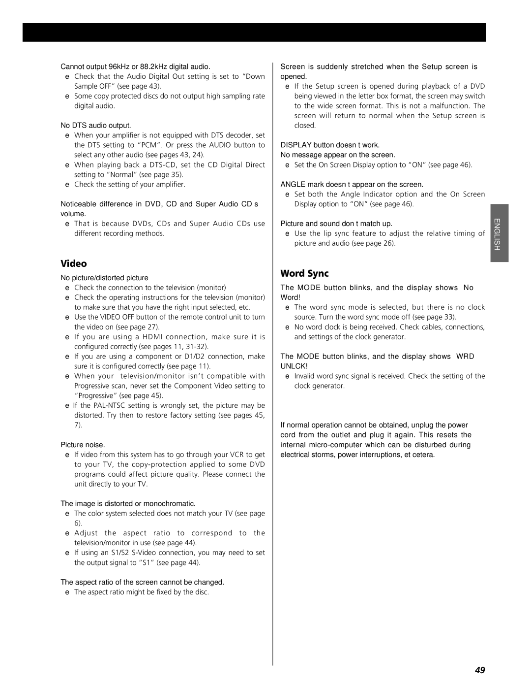 Esoteric UX-3 Pi, UX-1 Pi owner manual Video, Word Sync 