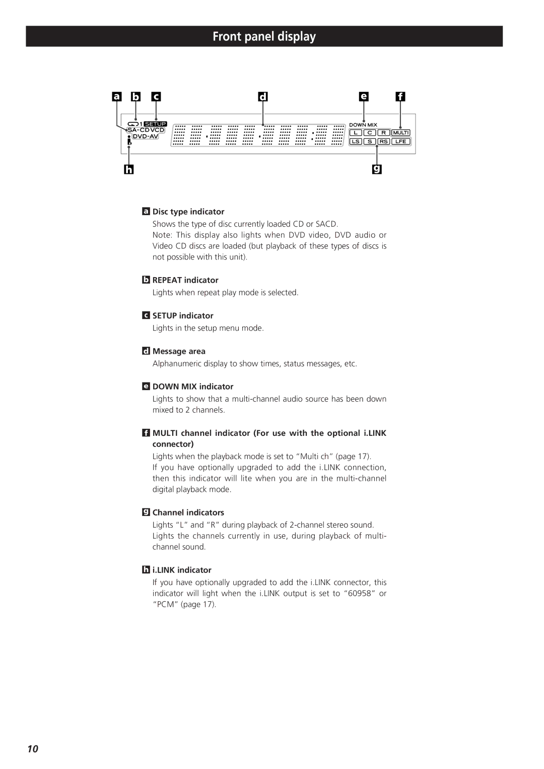 Esoteric X-05 owner manual Front panel display 