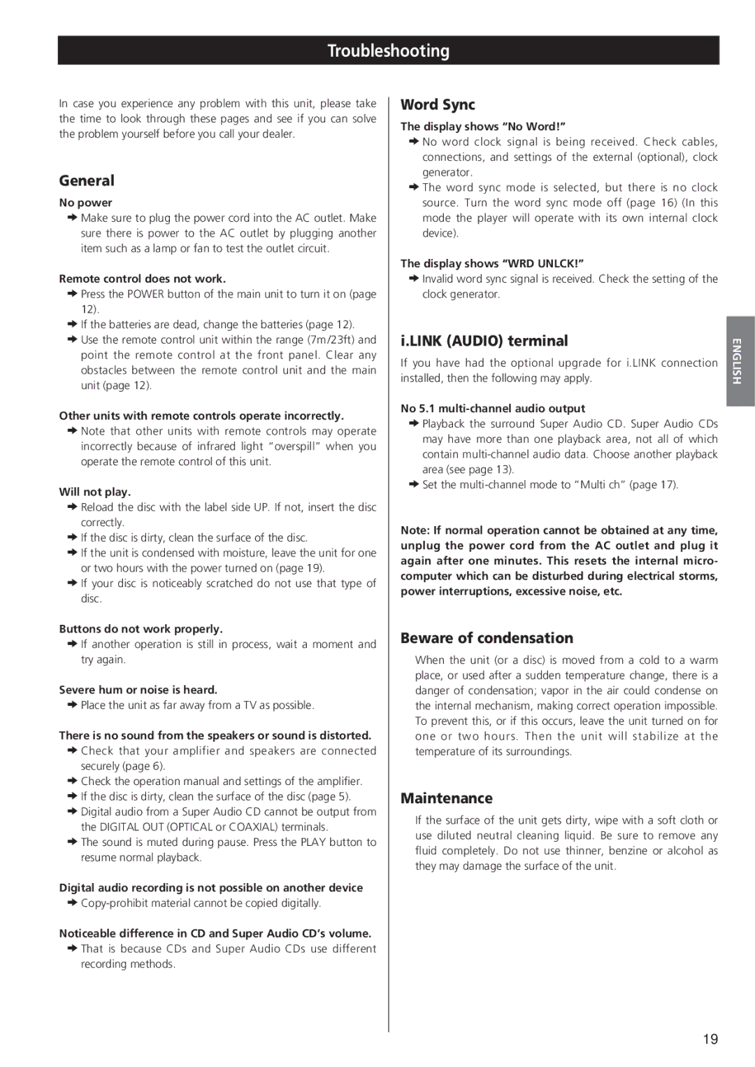 Esoteric X-05 owner manual Troubleshooting 