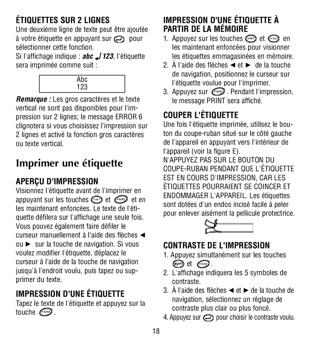 Esselte QX50 manual Imprimer une étiquette 