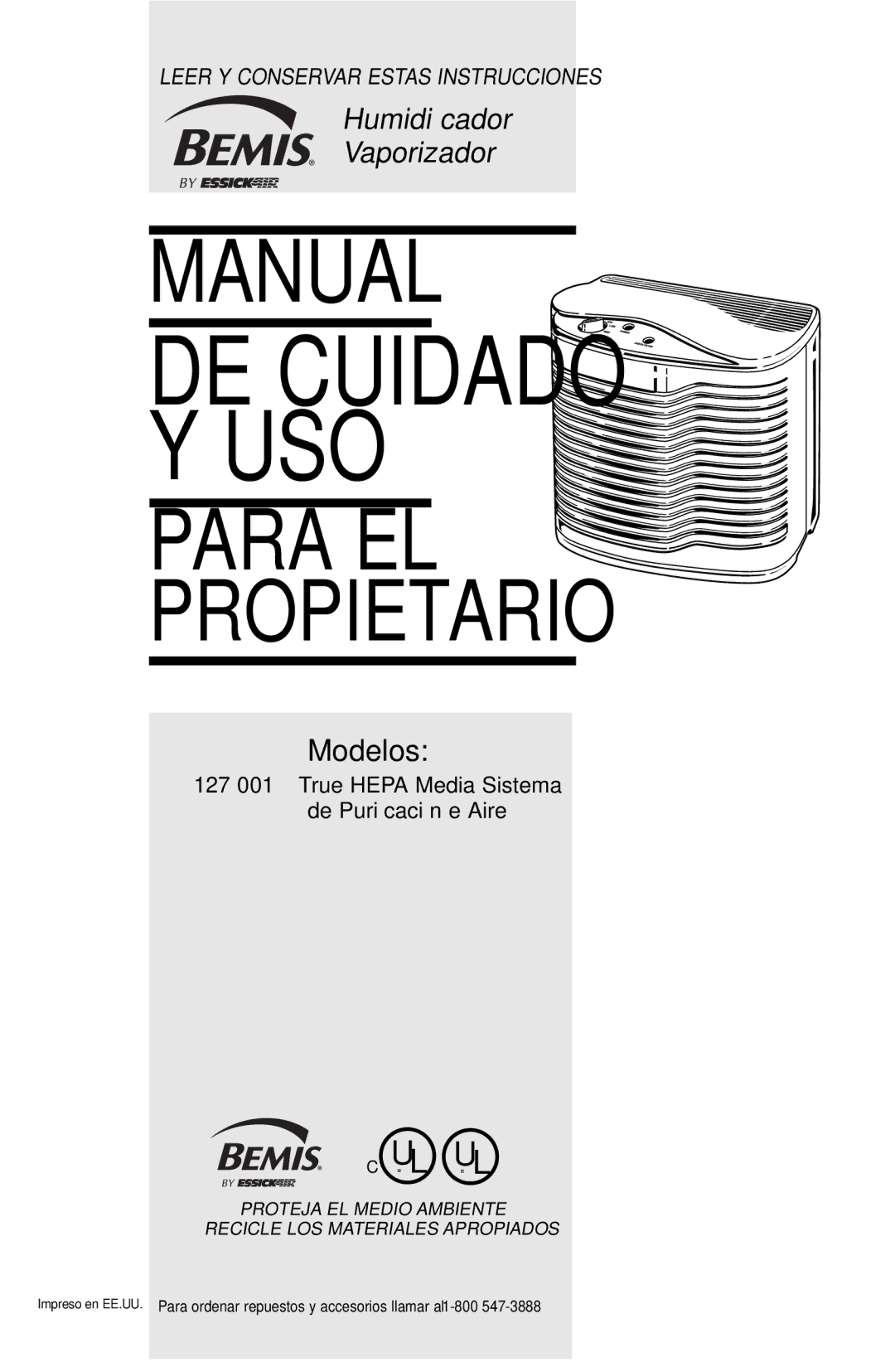 Essick Air 127-001 manual Manual 