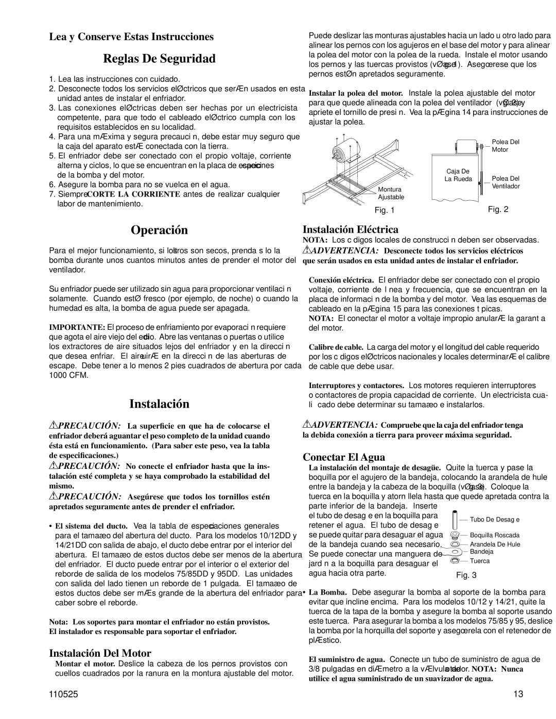 Essick Air 14 DD, 21 DD installation instructions Reglas De Seguridad, Operación, Instalación 