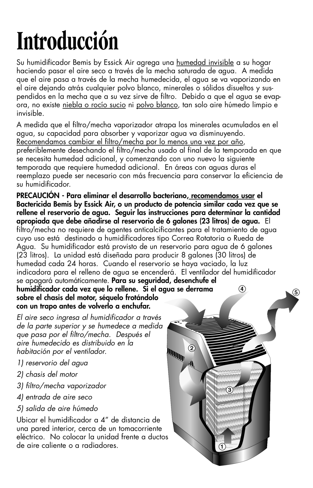 Essick Air 826 800 manual Introducción, Habitación por el ventilador 