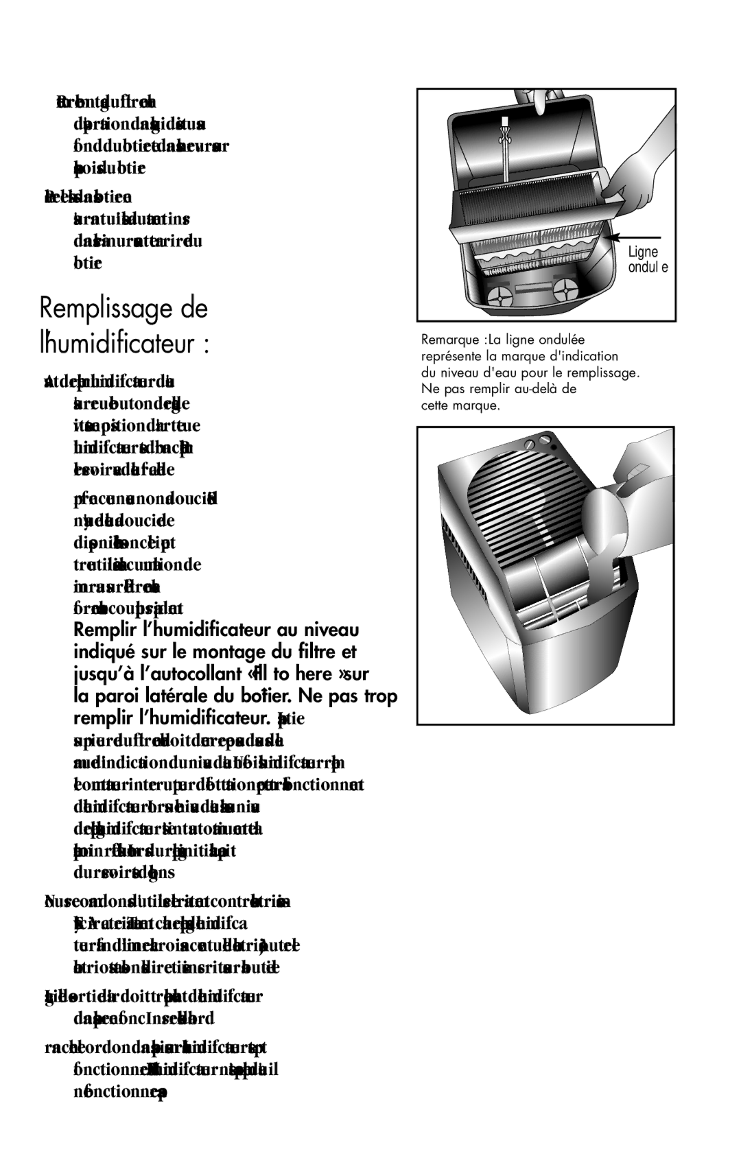 Essick Air 826 800 manual Remplissage de l’humidificateur 