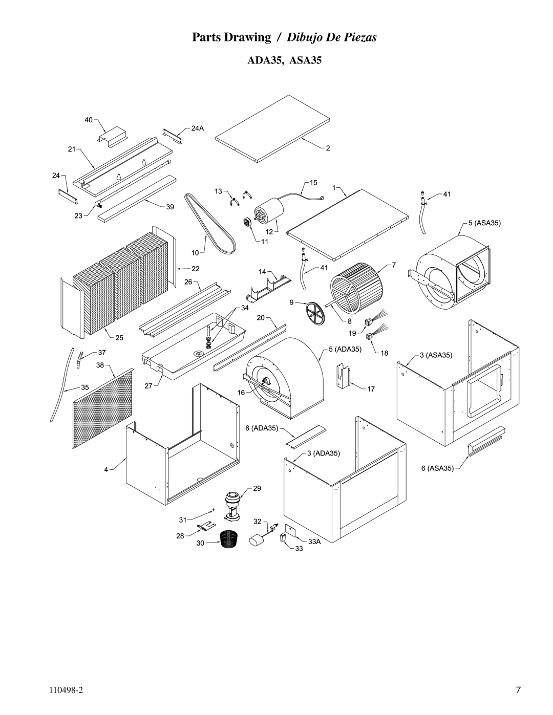 Essick Air ADA5112, ADA7112, AUA7112, ASA7112, AUA5112, ASA5112 installation instructions ADA35, ASA35 