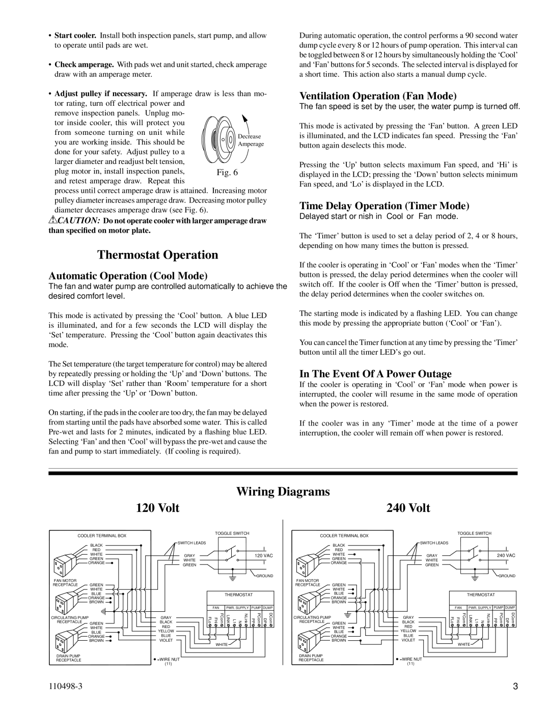 Essick Air AS1C7112, AS2C71, AS1C5112, AD2C7112, AS2C5112, AU2C7112, AD2C5112, AD1C51 Thermostat Operation, Wiring Diagrams Volt 