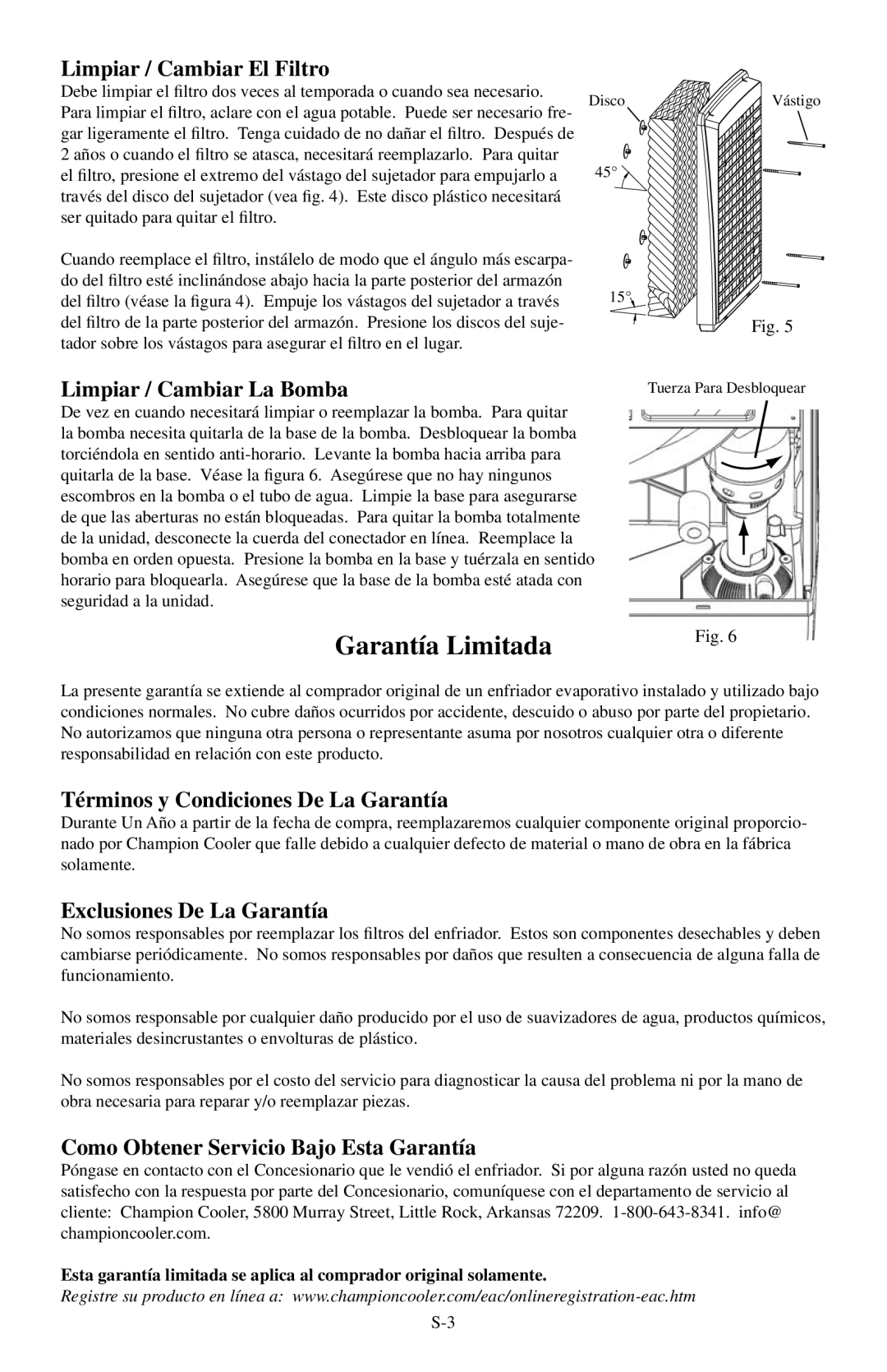 Essick Air CP20 manual Garantía Limitada 