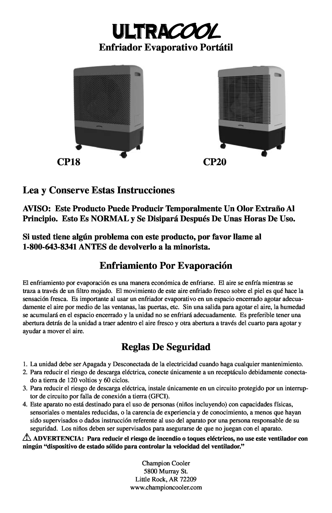 Essick Air Enfriador Evaporativo Portátil CP18CP20, Lea y Conserve Estas Instrucciones, Enfriamiento Por Evaporación 