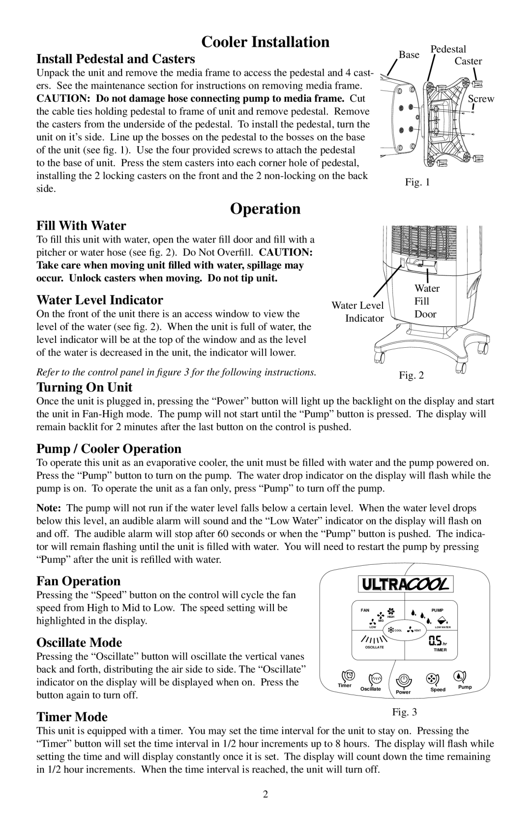 Essick Air CP70 manual Cooler Installation, Operation 