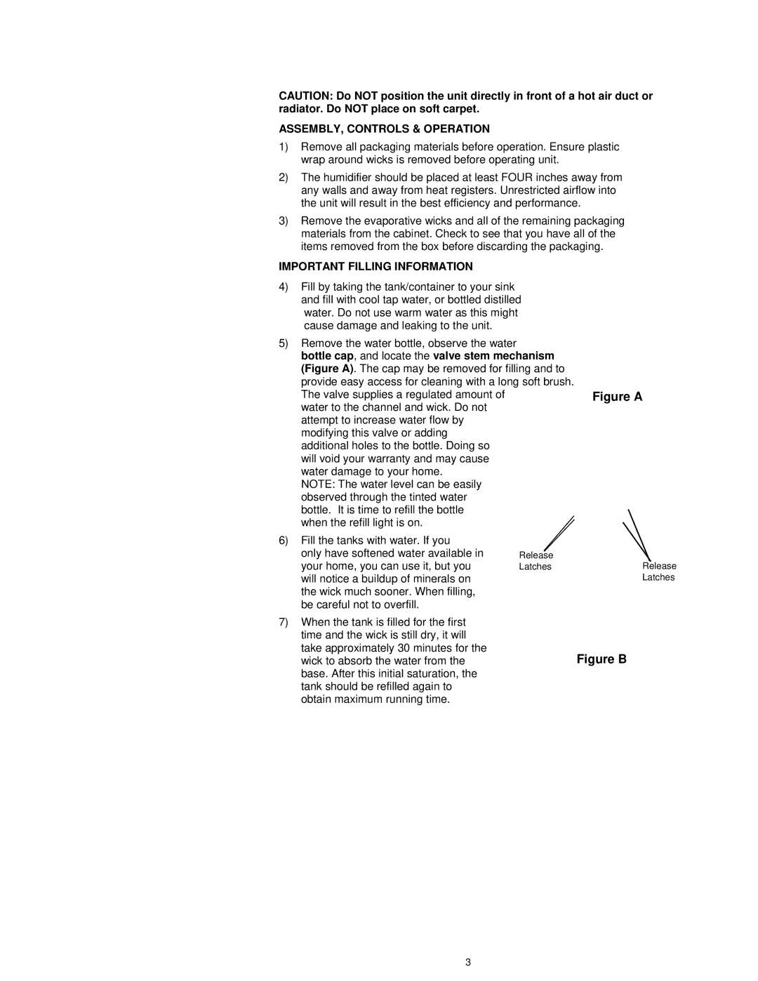 Essick Air D46 720 manual ASSEMBLY, Controls & Operation, Important Filling Information 