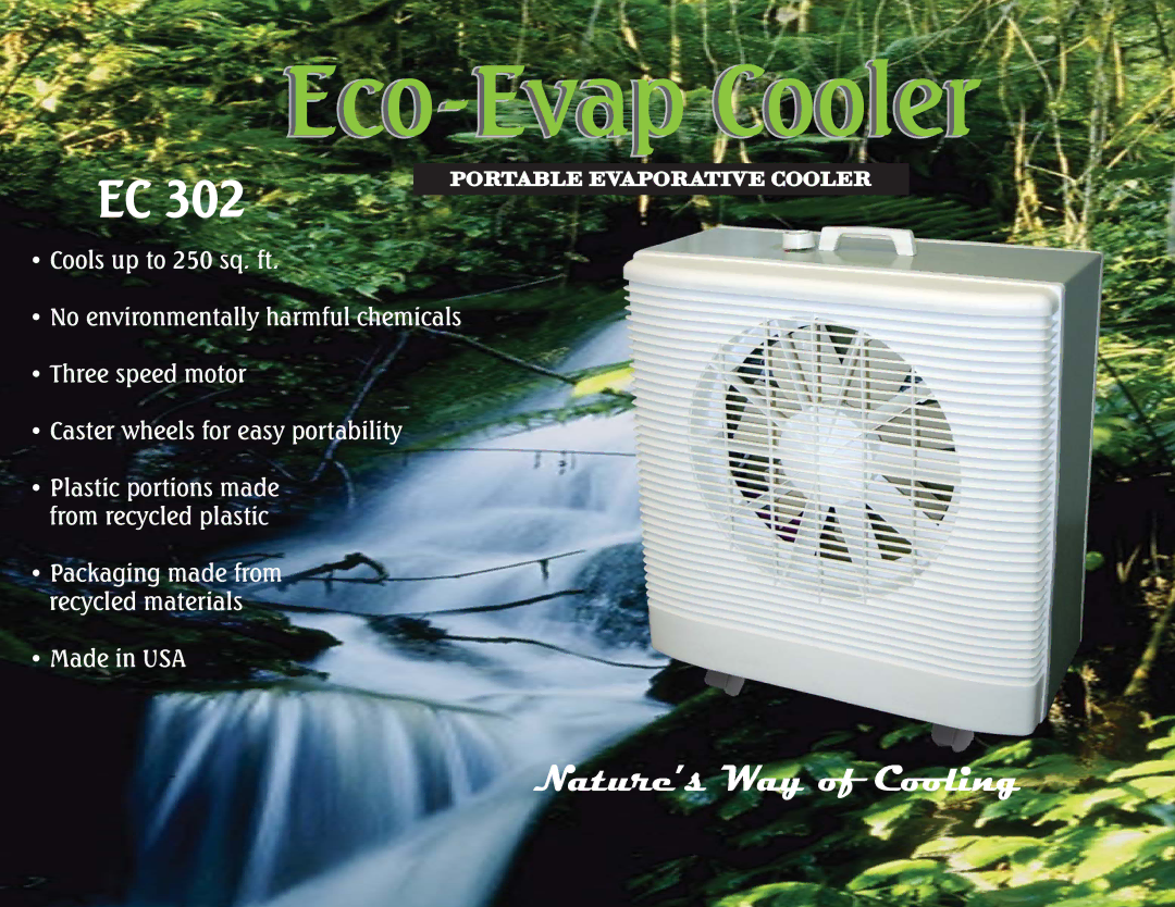 Essick Air EC 302 manual Eco-Evap Coolerrr, Portable Evaporative Cooler 