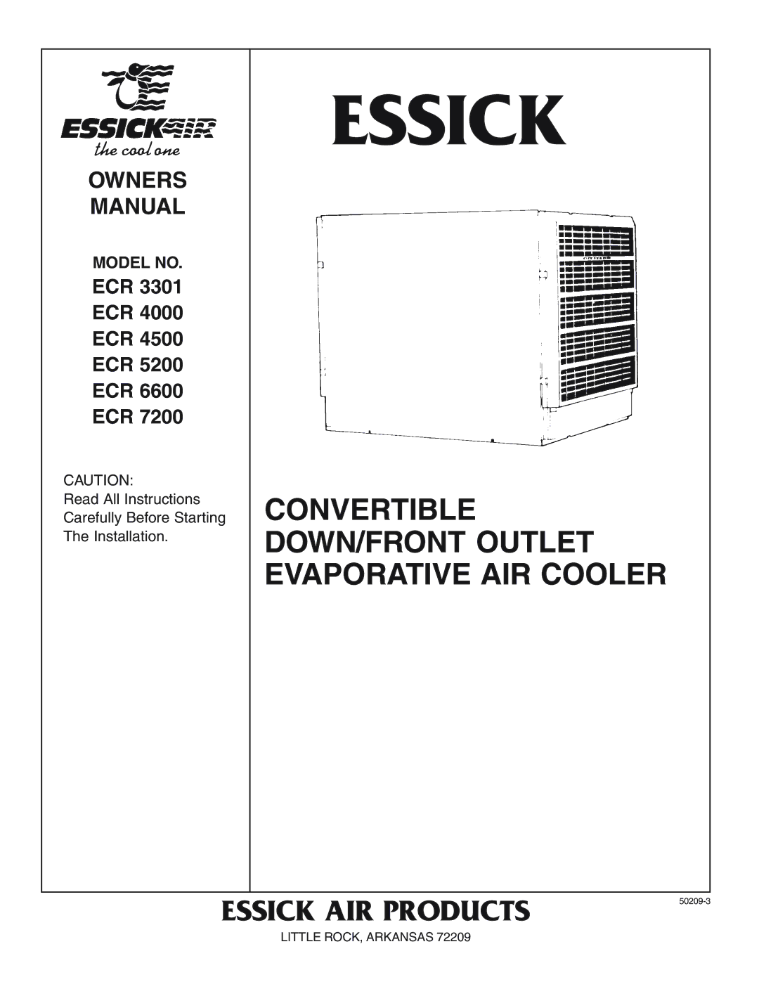 Essick Air ECR 7200, ECR 4500, ECR 5200, ECR 3301, ECR 4000, ECR 6600 owner manual Essick 