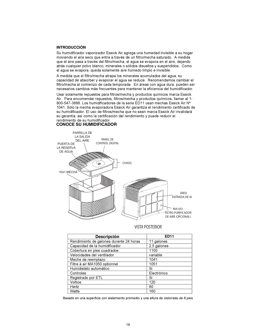 Essick Air ED11 910, ED11 800 manual Conoce SU Humidificador, Introducción 