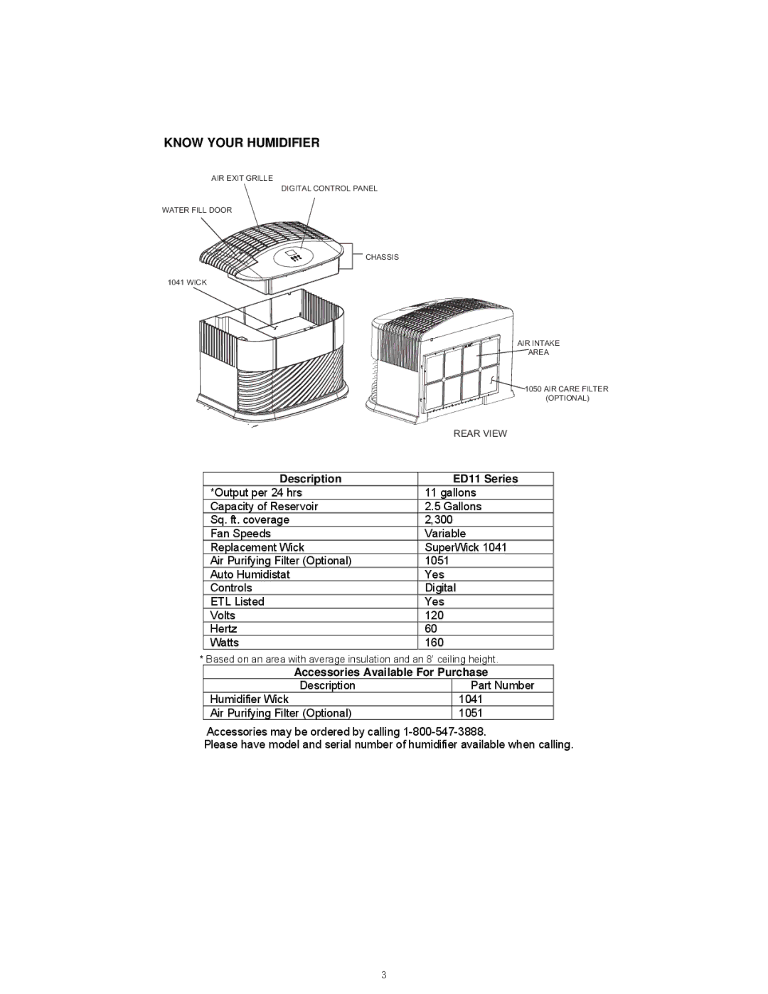 Essick Air ED11 910, ED11 800 manual Know Your Humidifier, Description 