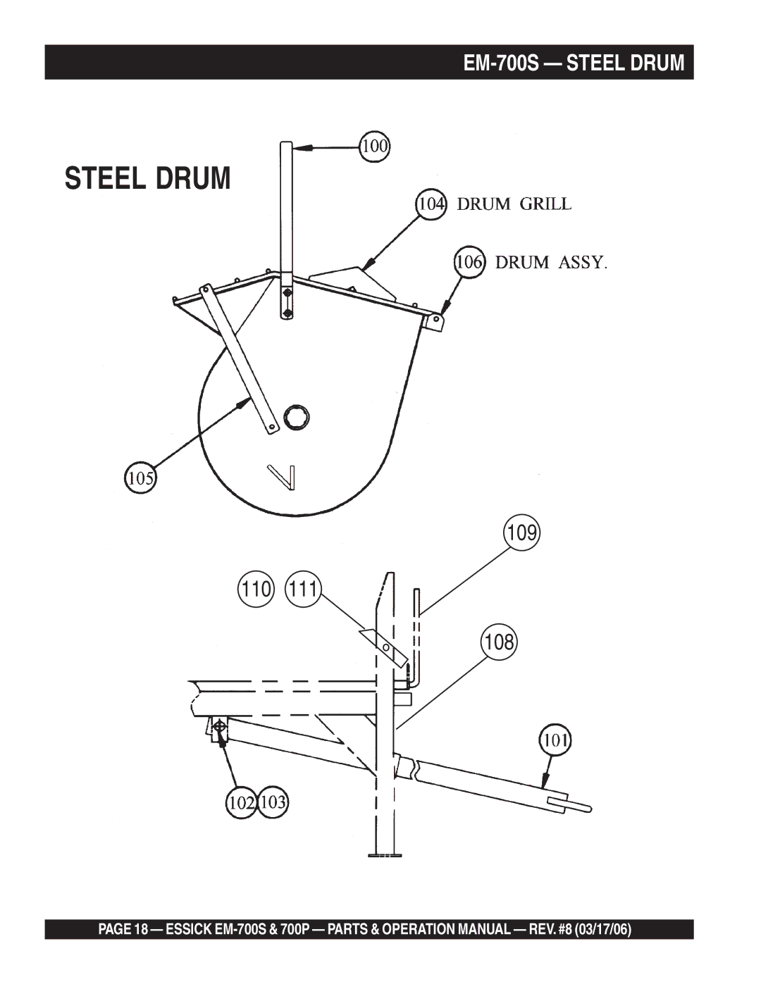 Essick Air EM-700P operation manual EM-700S Steel Drum 