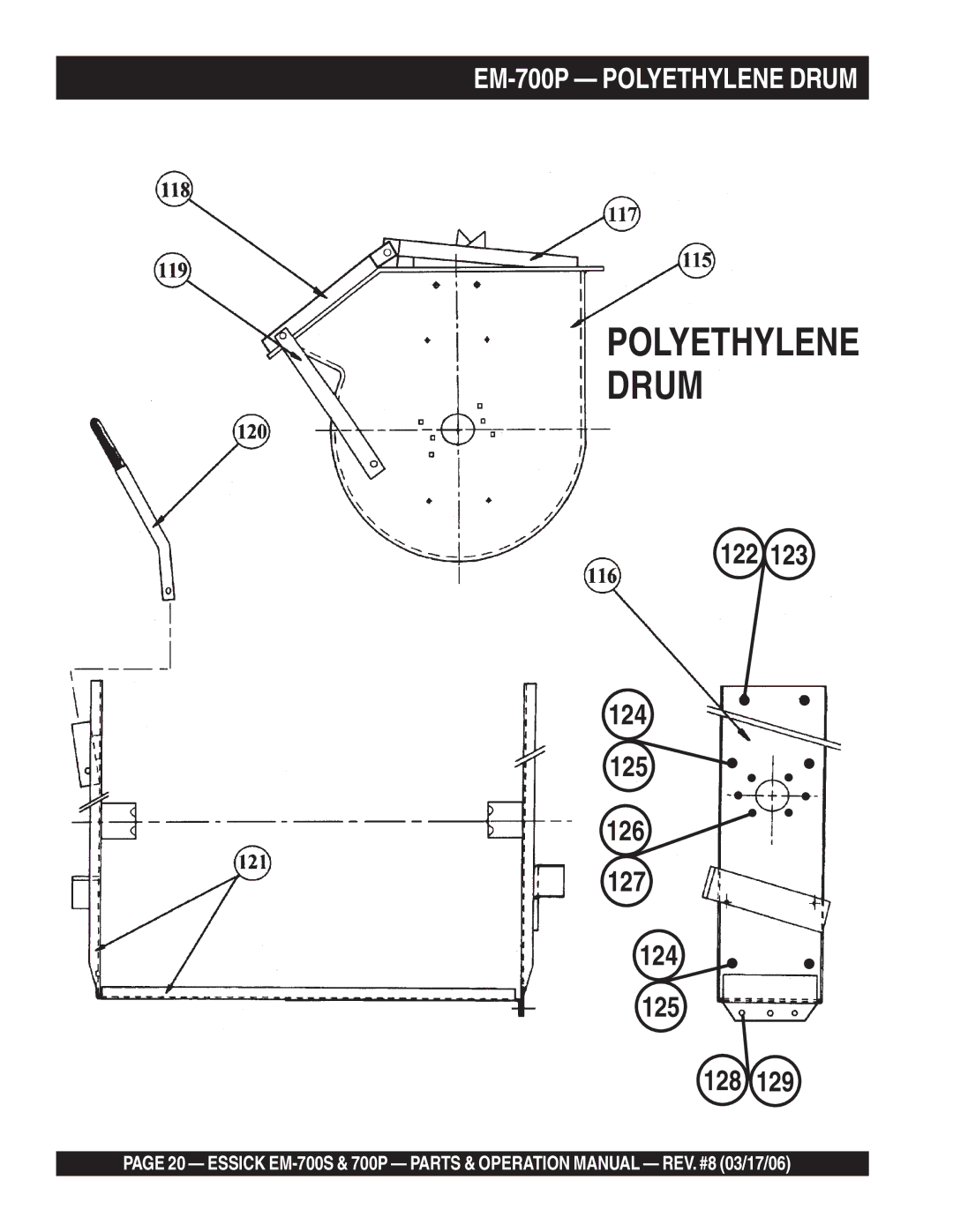 Essick Air EM-700S operation manual EM-700P Polyethylene Drum 