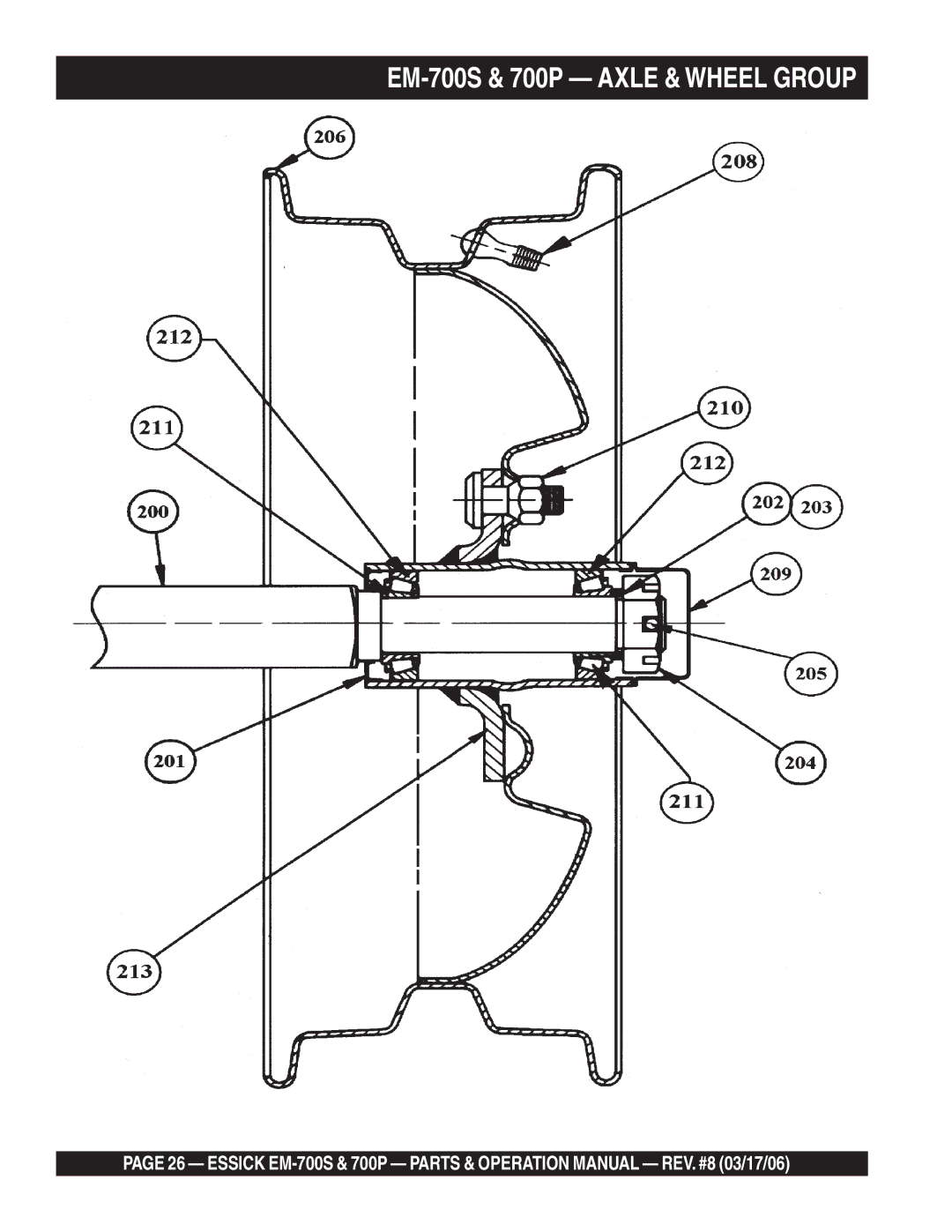 Essick Air EM-700P operation manual EM-700S & 700P Axle & Wheel Group 