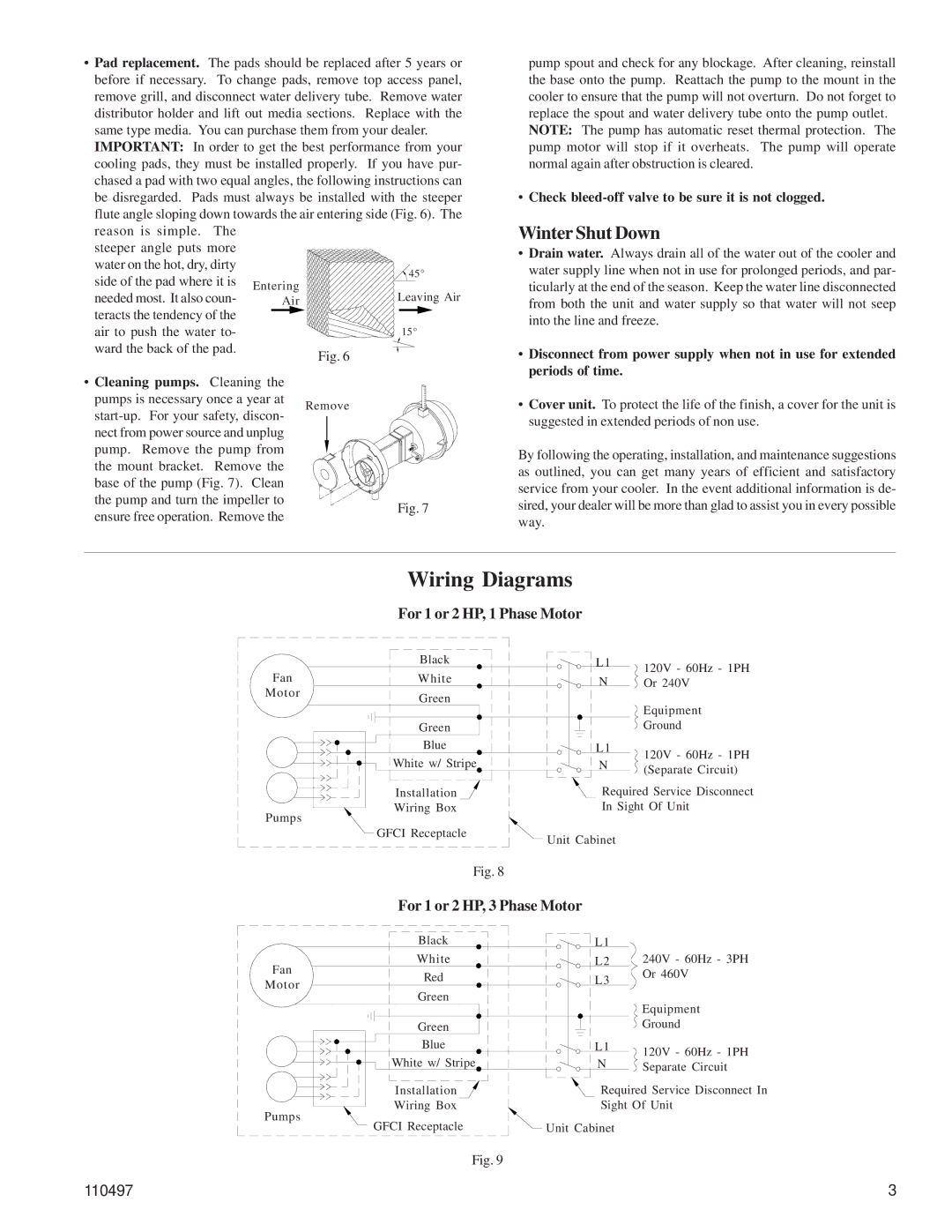 Essick Air FAD242, FAD248 Wiring Diagrams, Cleaning pumps. Cleaning, Check bleed-off valve to be sure it is not clogged 