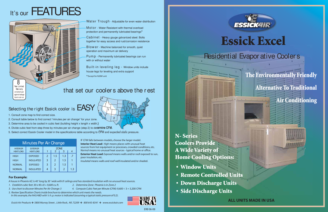 Essick Air N28W specifications Essick Excel, Residential Evaporative Coolers, It’s our FEATURES, Home Cooling Options 