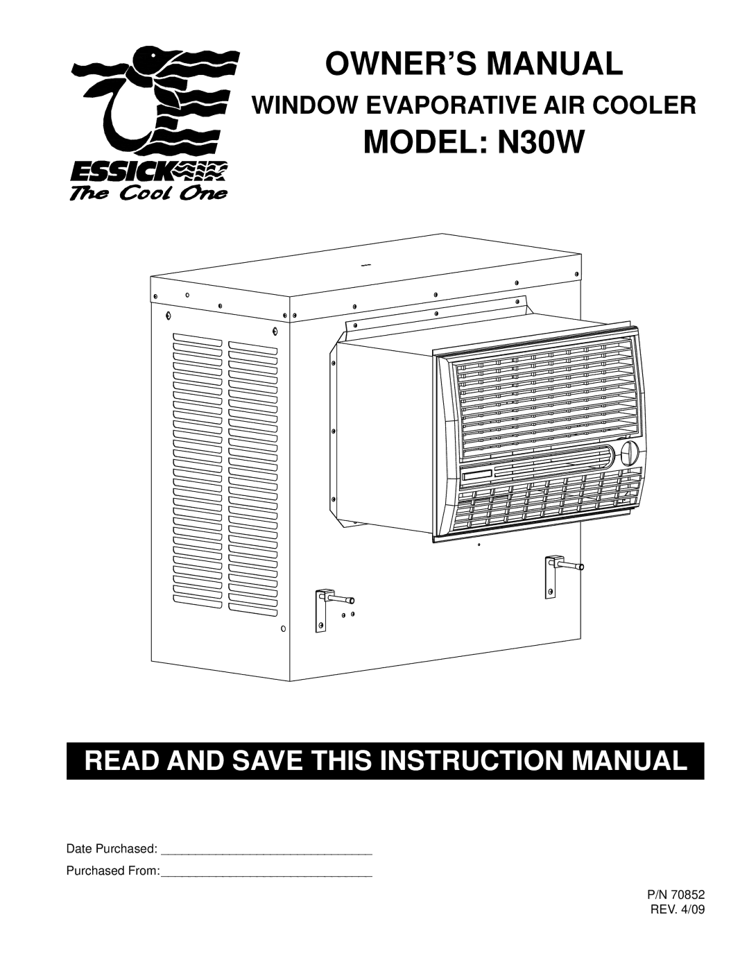 Essick Air instruction manual Model N30W 