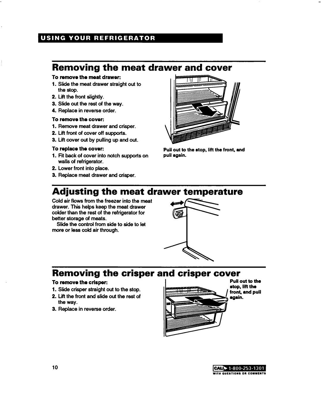 Estate 2173445 warranty Removing the meat drawer and cover, Adjusting the meat drawer temperature 