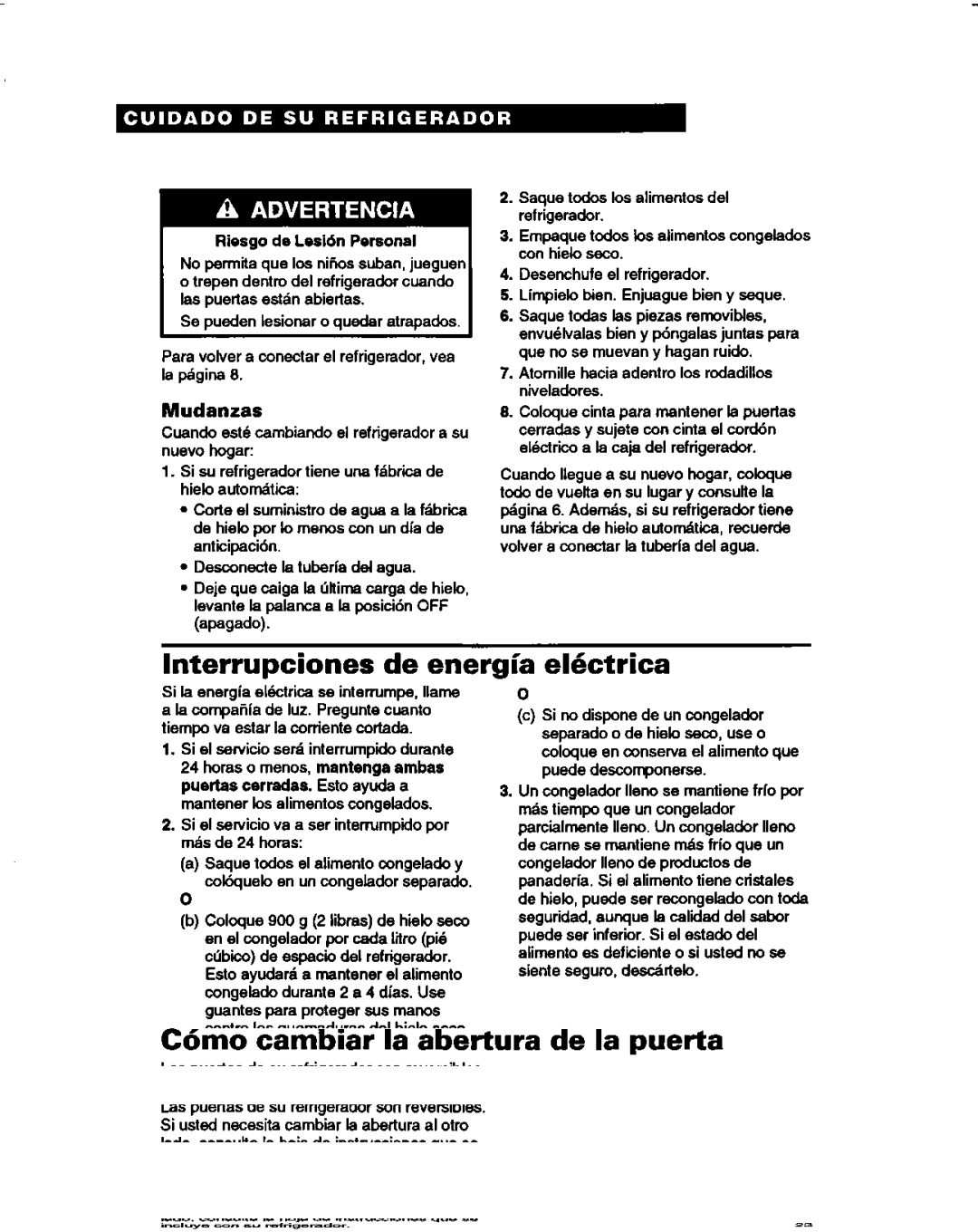 Estate 2173445 warranty Lnterrupciones de energia elktrica, Mudanzas, Riesgo de Lesidn Personal 