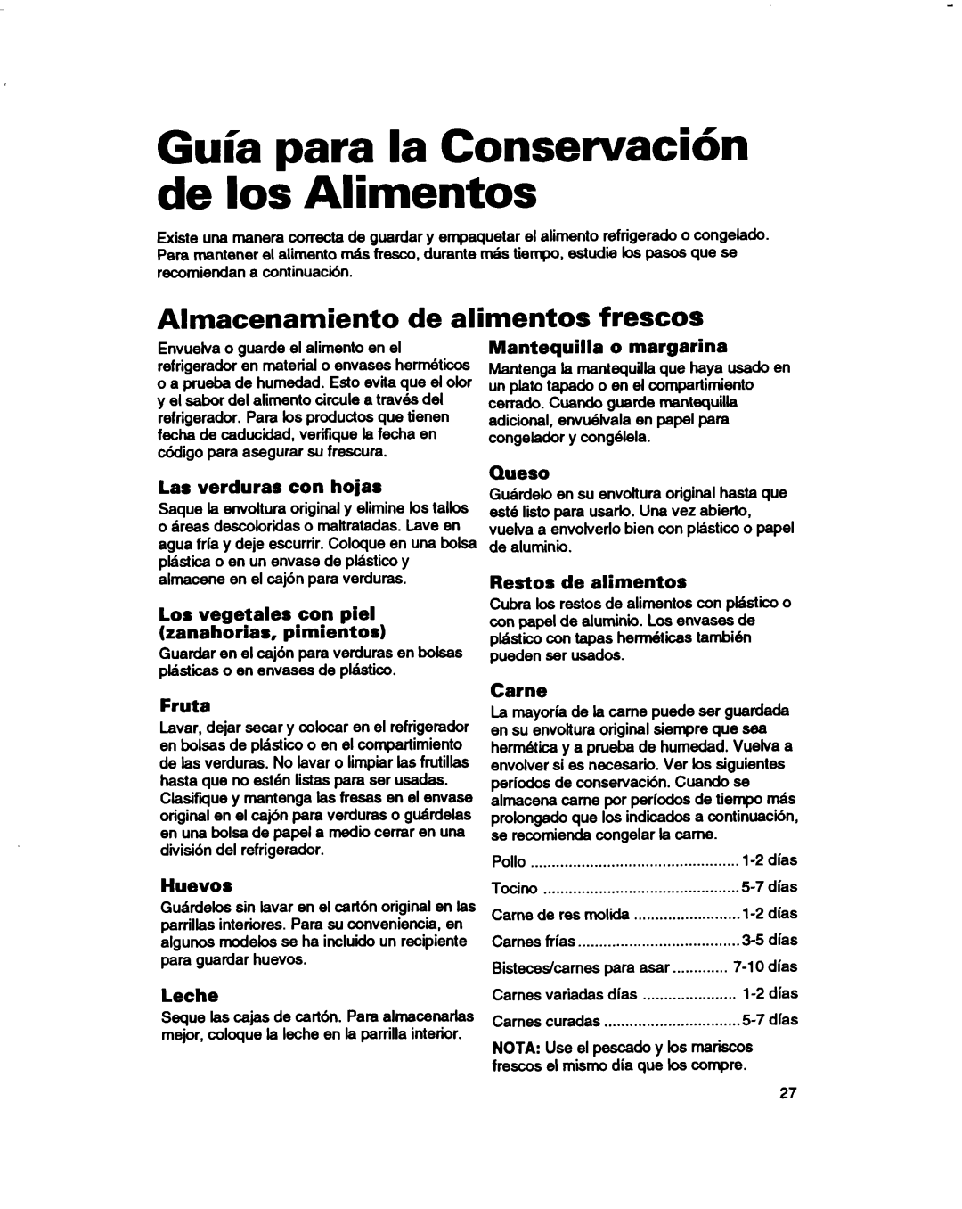 Estate 2173445 warranty Almacenamiento de alimentos frescos 