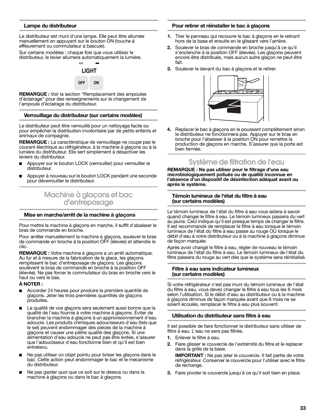 Estate 2315225 warranty Machine à glaçons et bac Dentreposage, Système de filtration de leau 