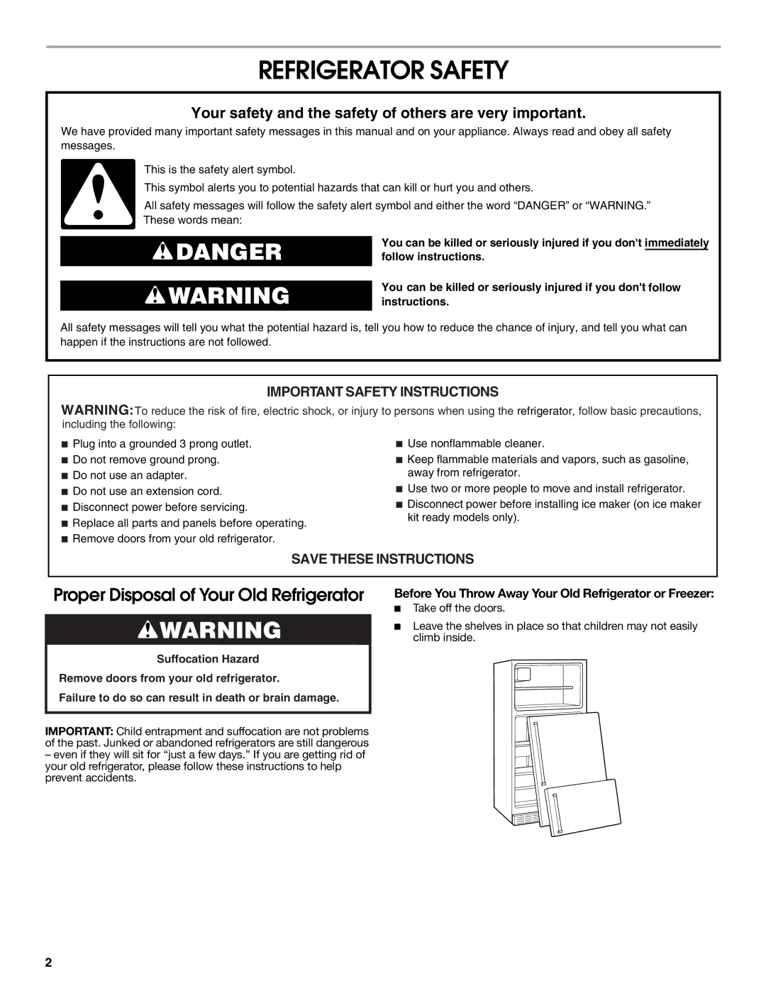 Estate 2316077B warranty Refrigerator Safety, Before You Throw Away Your Old Refrigerator or Freezer 