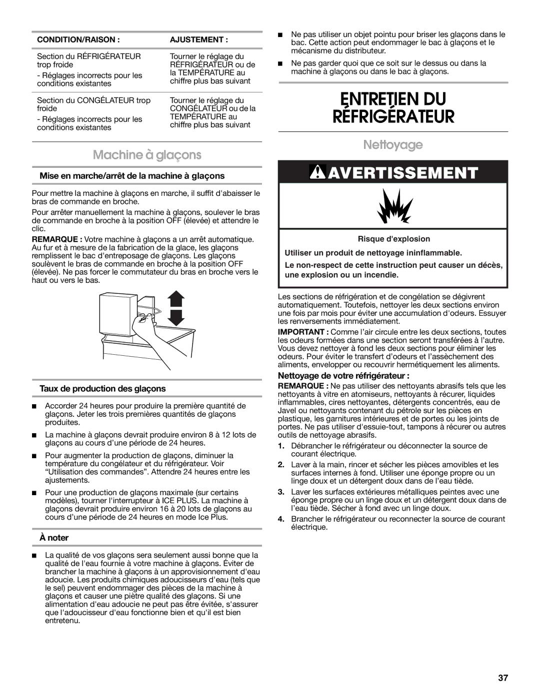 Estate 2316077B warranty Entretien DU Réfrigérateur, Machine à glaçons, Nettoyage 