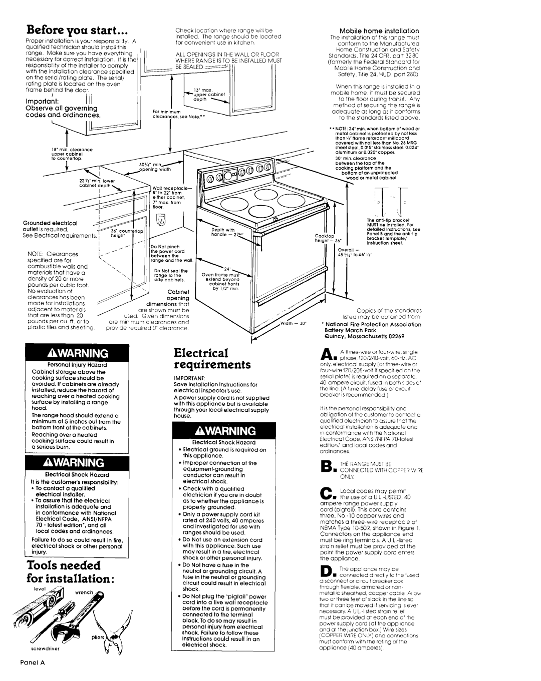 Estate 3150250 manual Before you start, Mobile home installation 