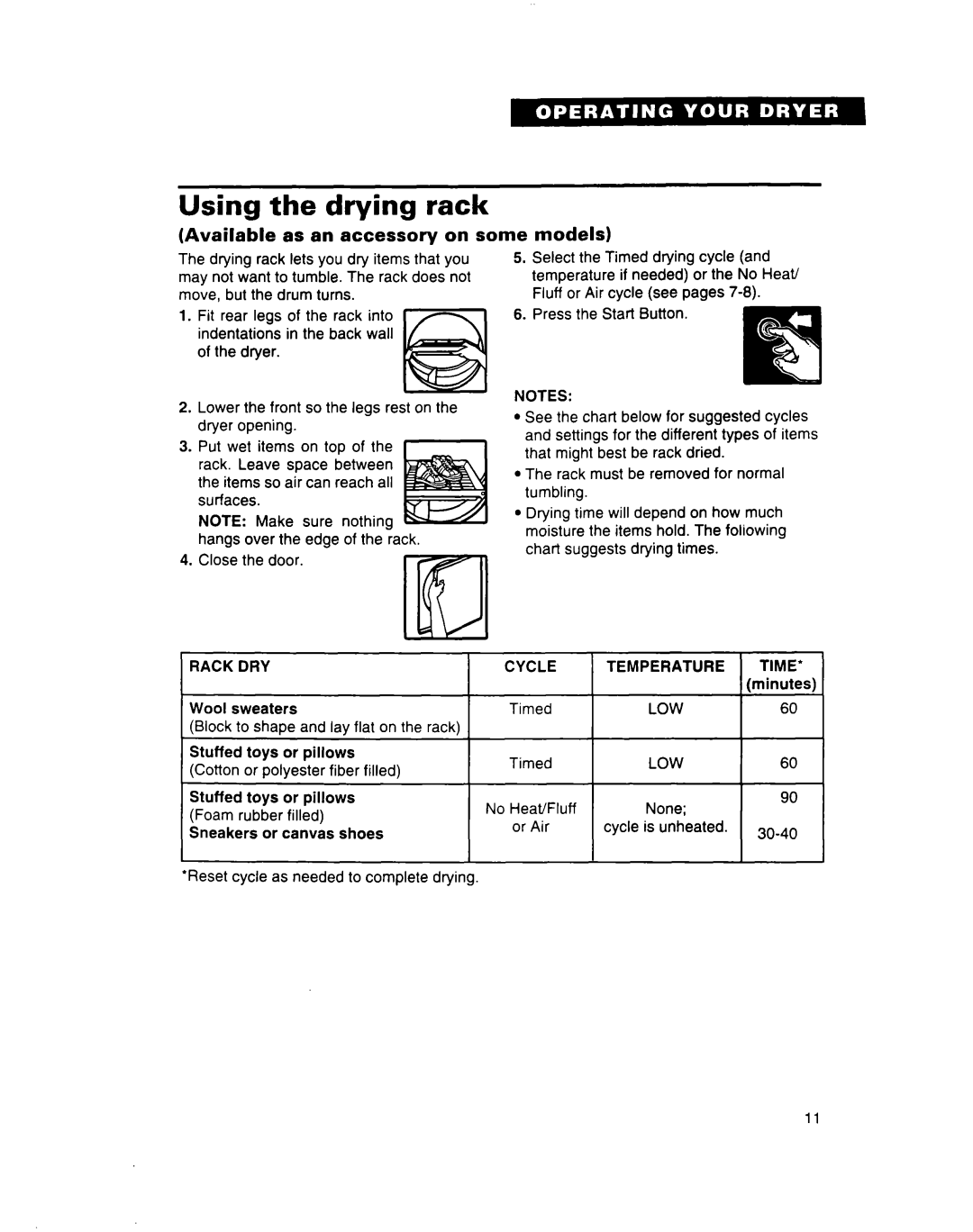 Estate 3401085 warranty Using the drying rack, Available as an accessory on, Some models, Rack DRY 