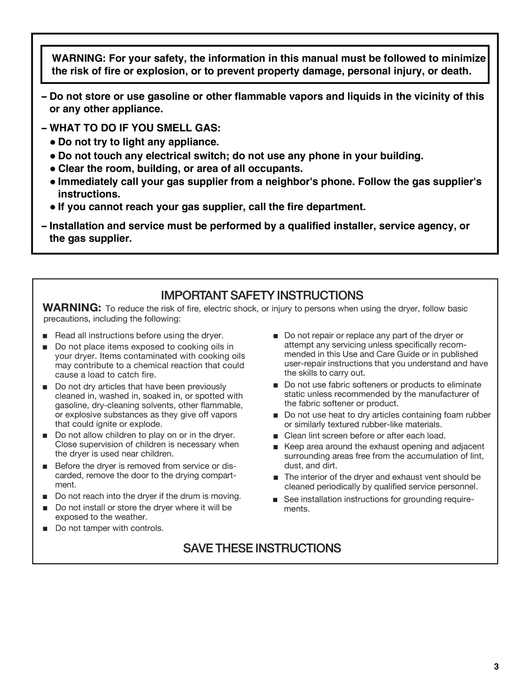 Estate 8318478A manual Important Safety Instructions 