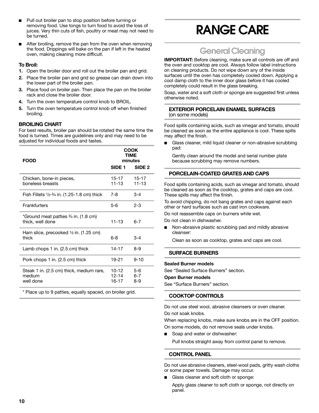 Estate TGP302, TGP310, 336 manual Range Care, General Cleaning 