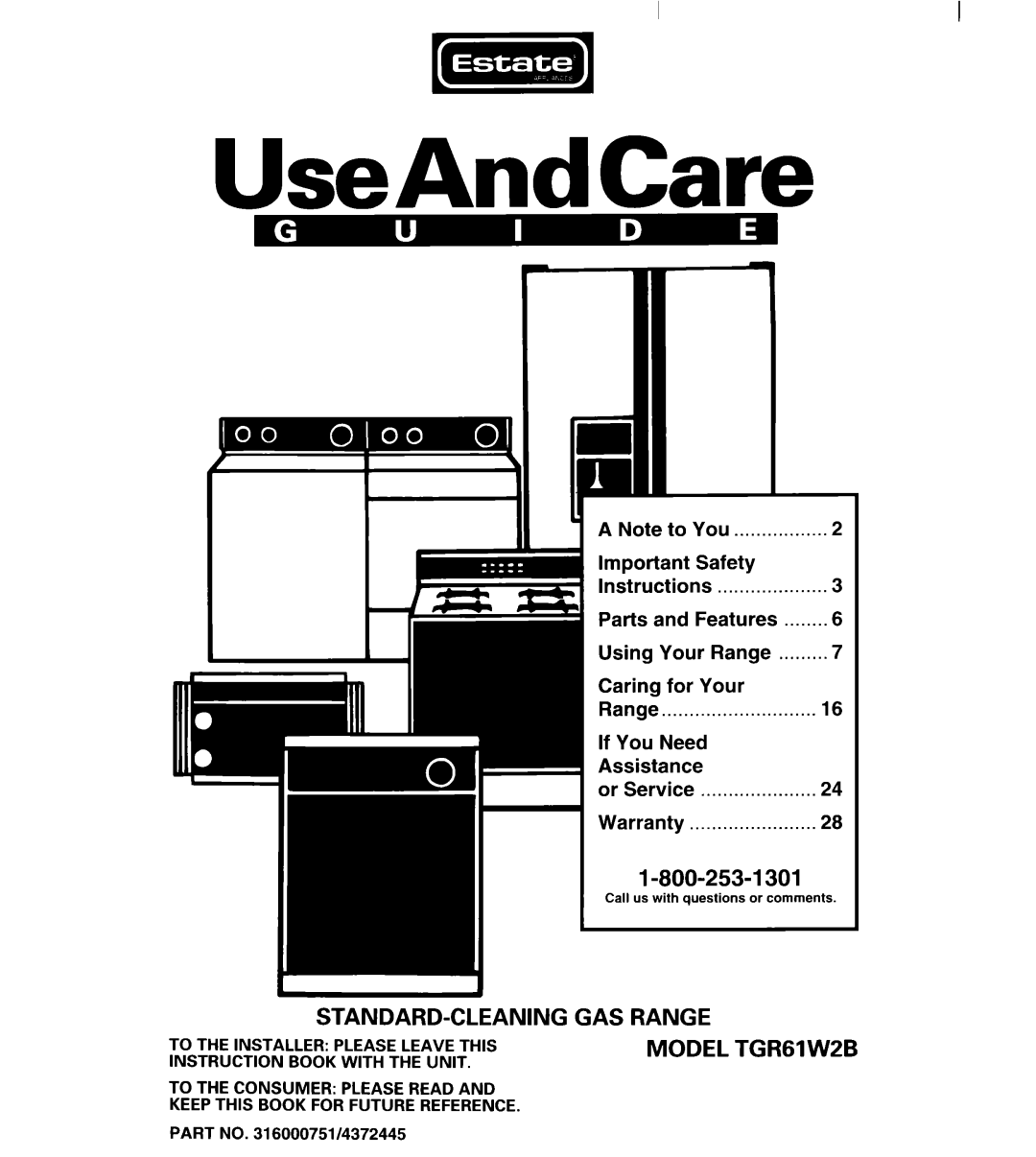 Estate TGRGIWZB manual UseAndCare 