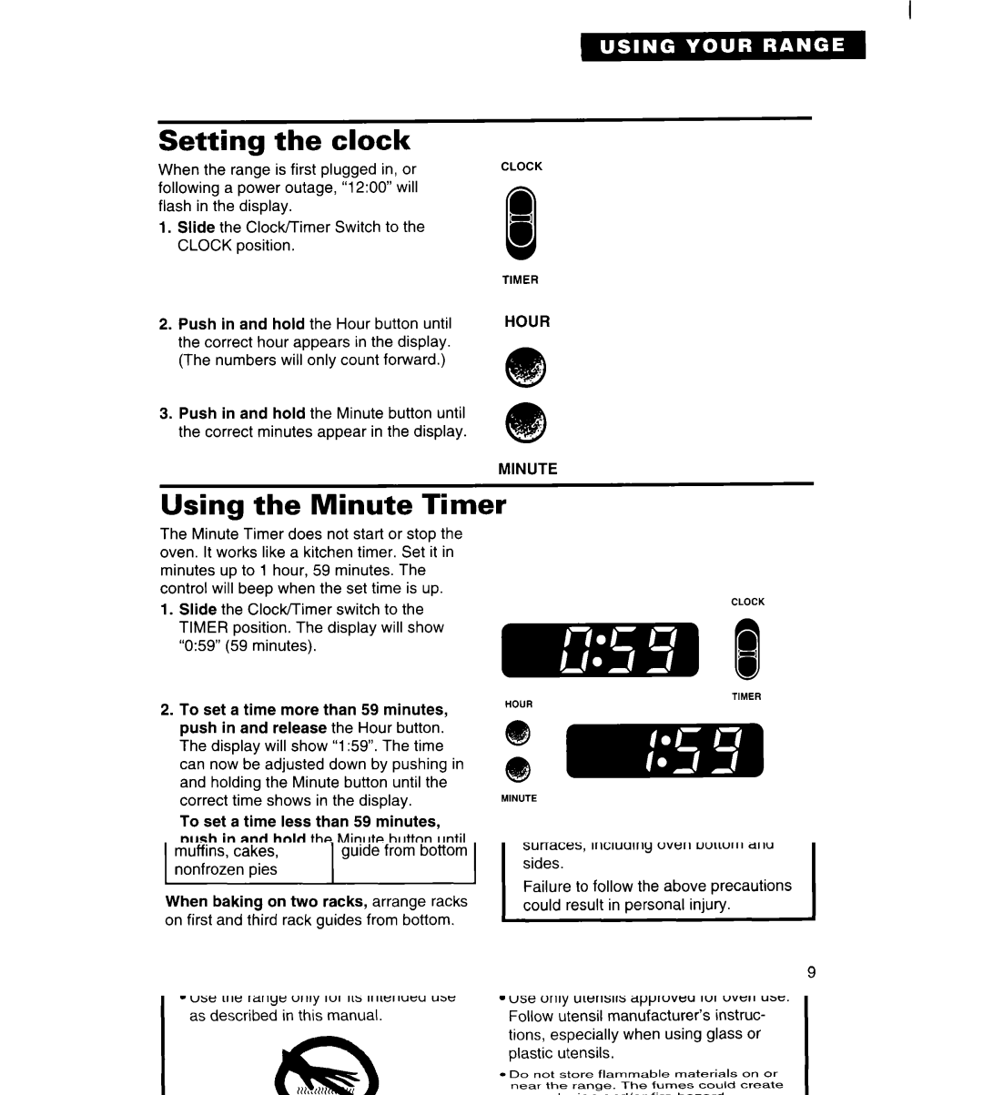 Estate TGRGIWZB manual Clock, Using the Minute Timer, Hour 