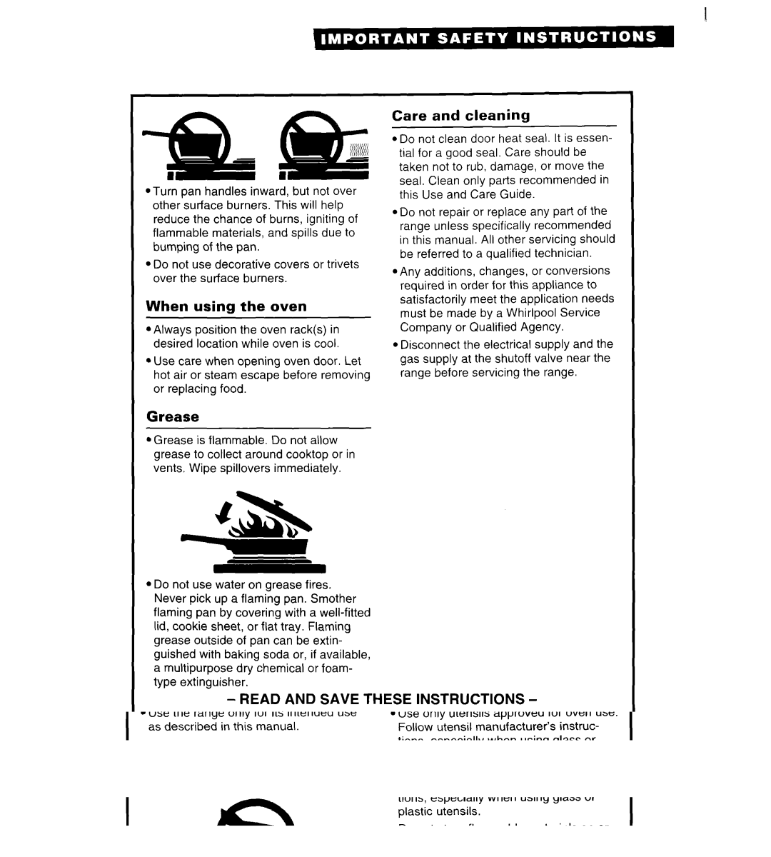 Estate TGRGIWZB manual When using the oven, Grease, Care and cleaninn 