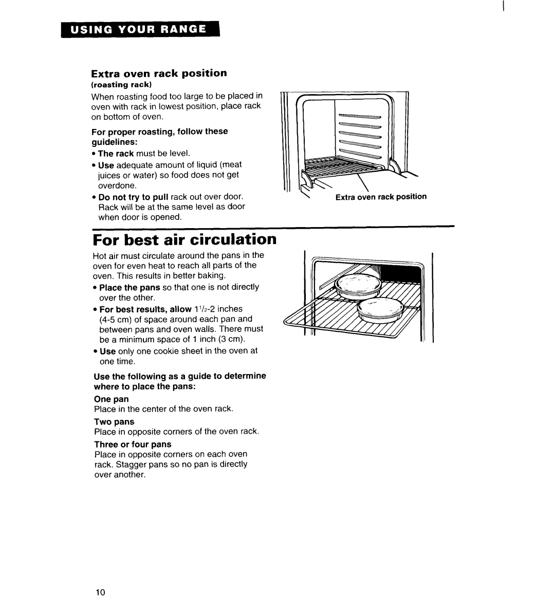 Estate TGRGIWZB manual For best air circulation, Extra oven rack position 