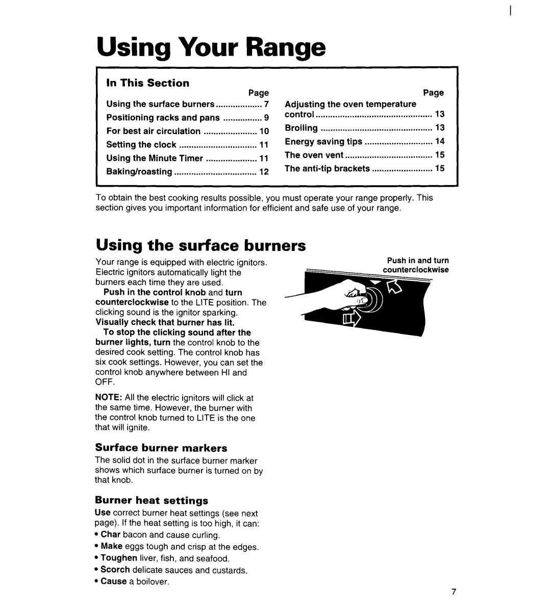 Estate TGRGIWZB manual Your, Range, Using the surface burners 