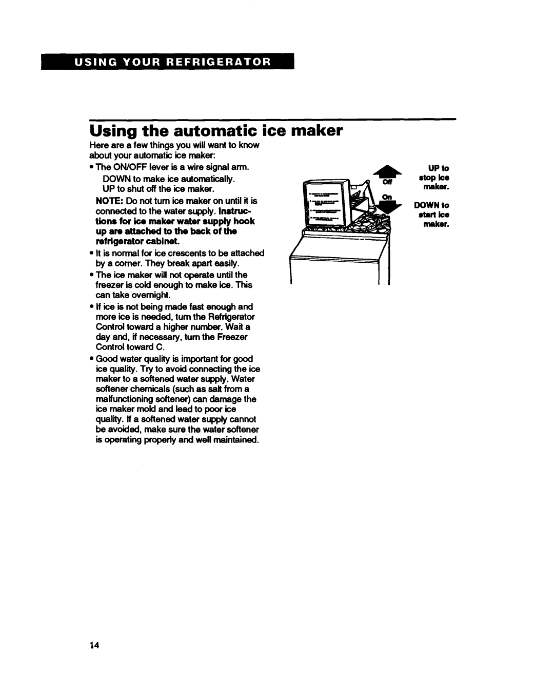 Estate TS25AQ warranty Using the automatic, Connected to the water supply. Instruc, Tions for ke maker water supply hook 