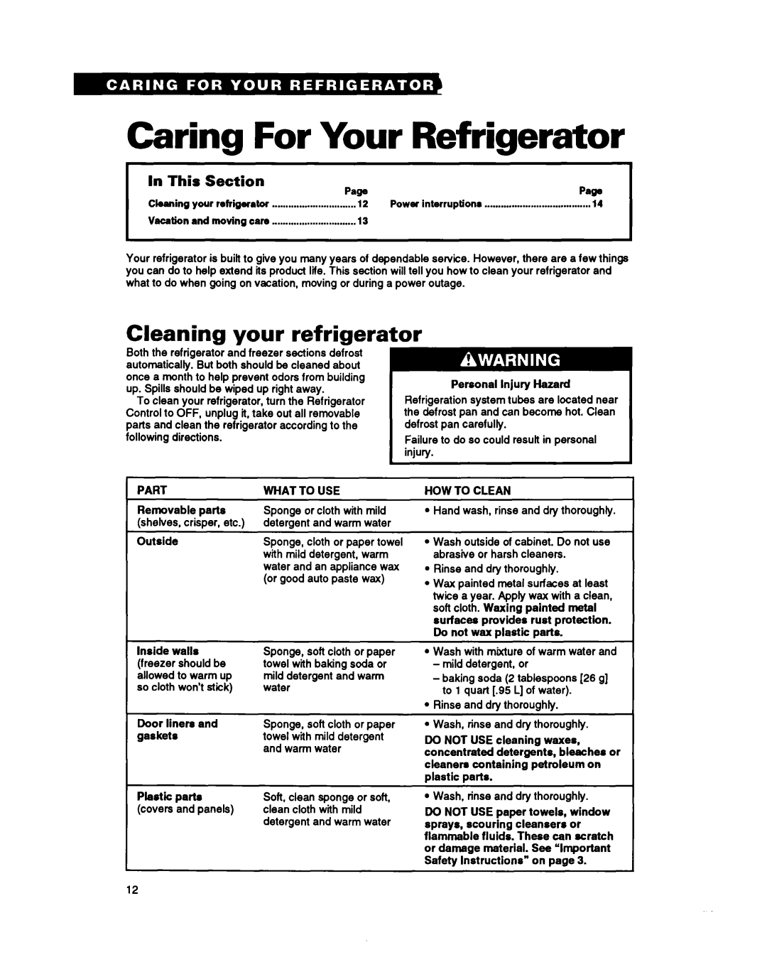 Estate TT14CK, LT14EK Caring For Your Refrigerator, Cleaning your refrigerator, This Section Pai9Paw 