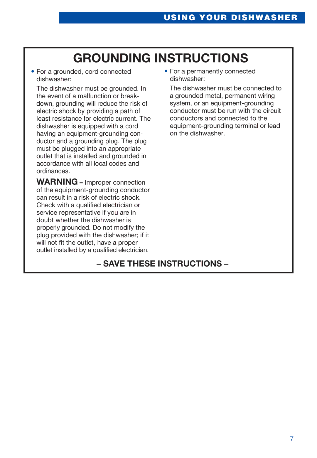 Estate TUD4000, TUD5700 warranty Grounding Instructions 