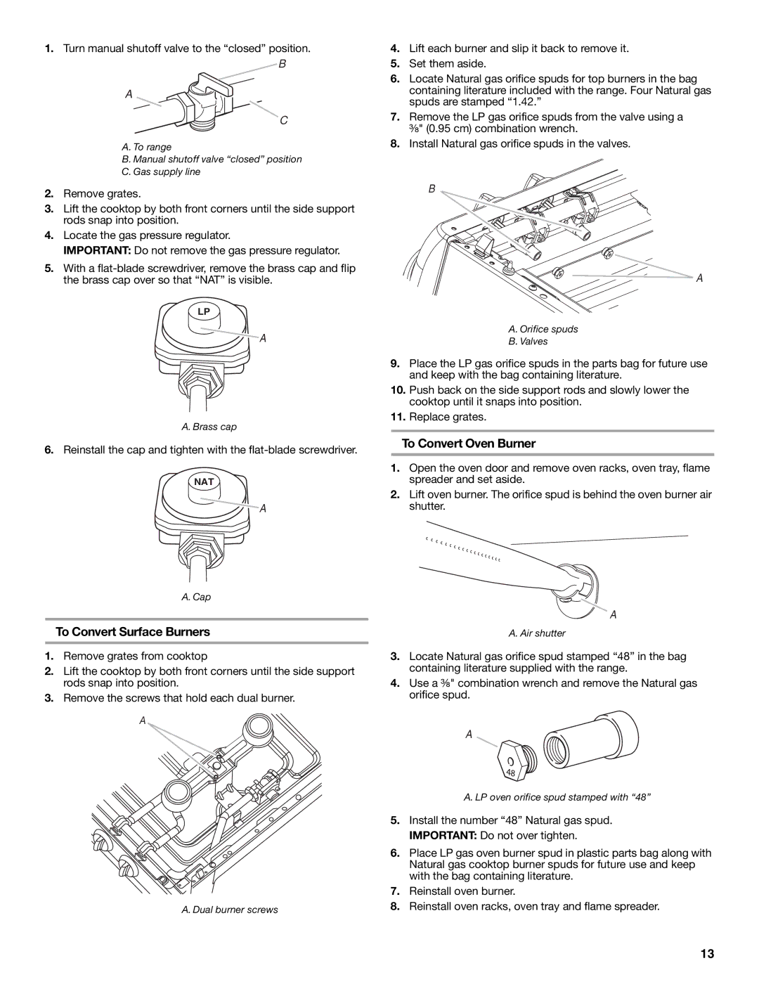 Estate W10121806C installation instructions To Convert Surface Burners 