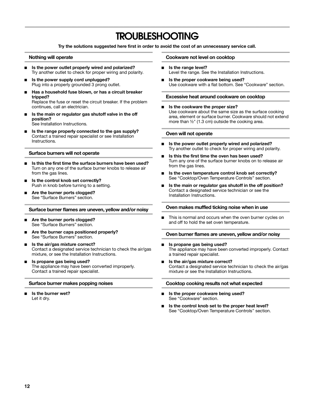 Estate W10162222A manual Troubleshooting 