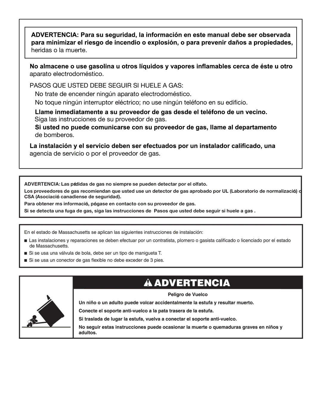 Estate W10173755D installation instructions Pasos QUE Usted Debe Seguir SI Huele a GAS 