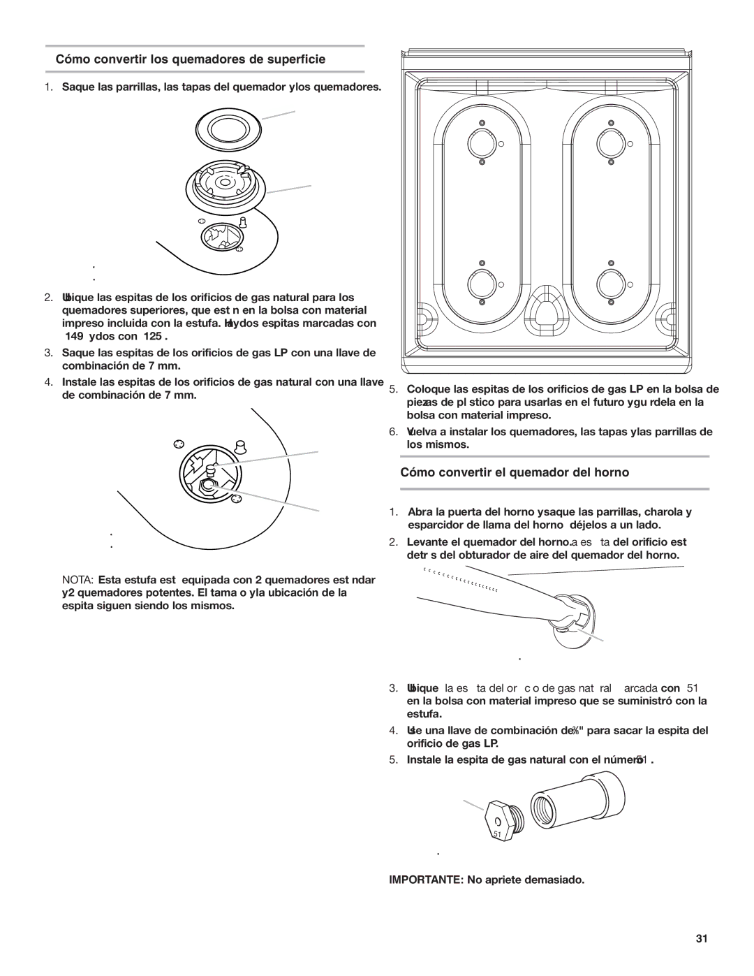 Estate W10173755D installation instructions Saque las parrillas, las tapas del quemador y los quemadores 